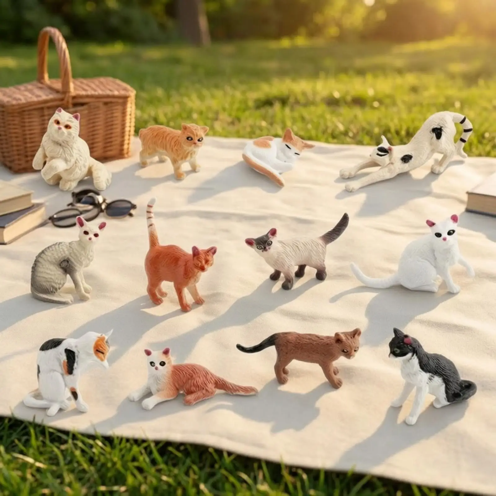 2-4pack 12 Pieces Cat Figurines Collectible Miniature Cat Figures Assorted Toy