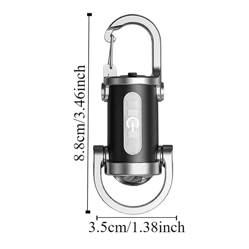 Waterproof Mini Keychain Flashlight High Bright Portable LED Torch Lamp with Hook Dual Light Source Warning Light Night Running