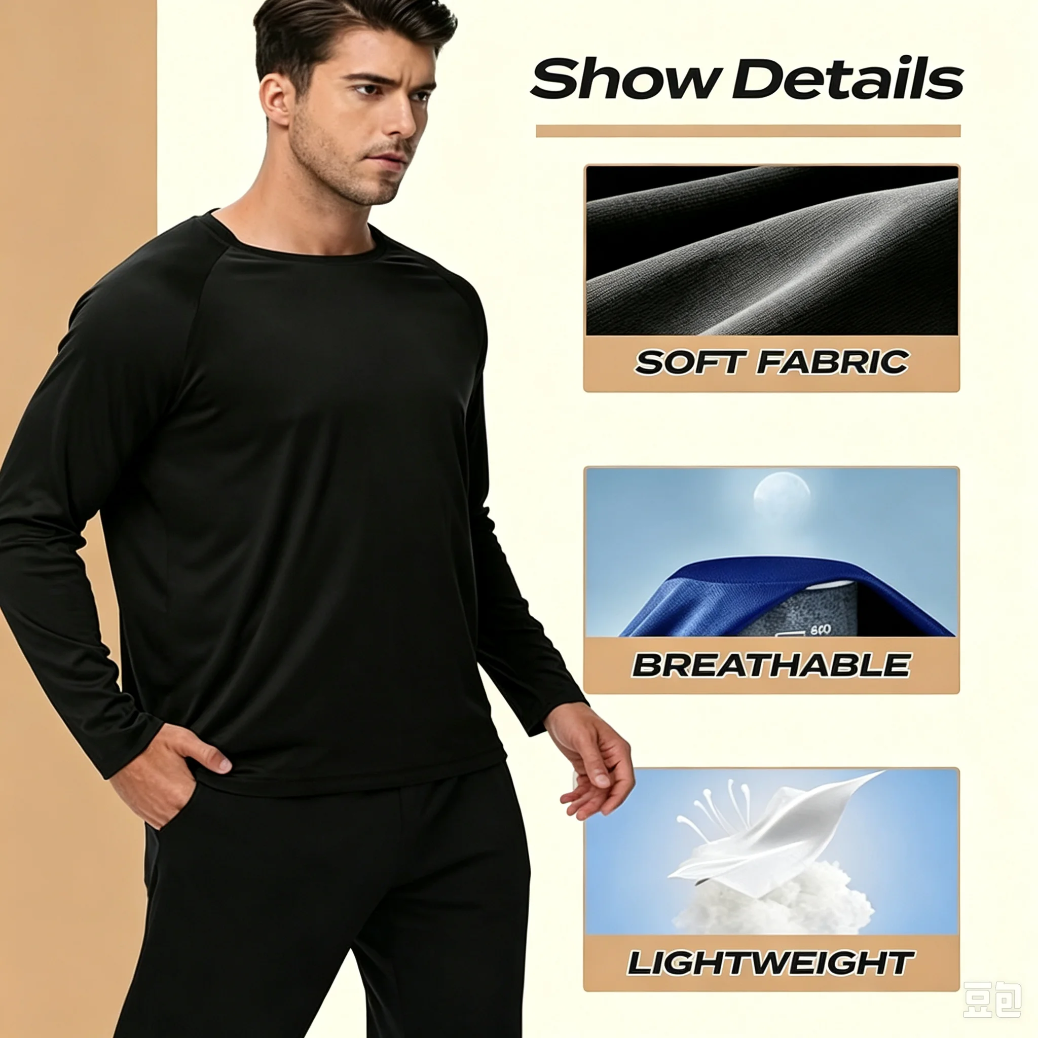 Men's UPF 50+ UV Protection Long Sleeve Rash Guard, Quick Dry Lightweight Sun Protection Shirt for Fishing Running Outdoor Sport
