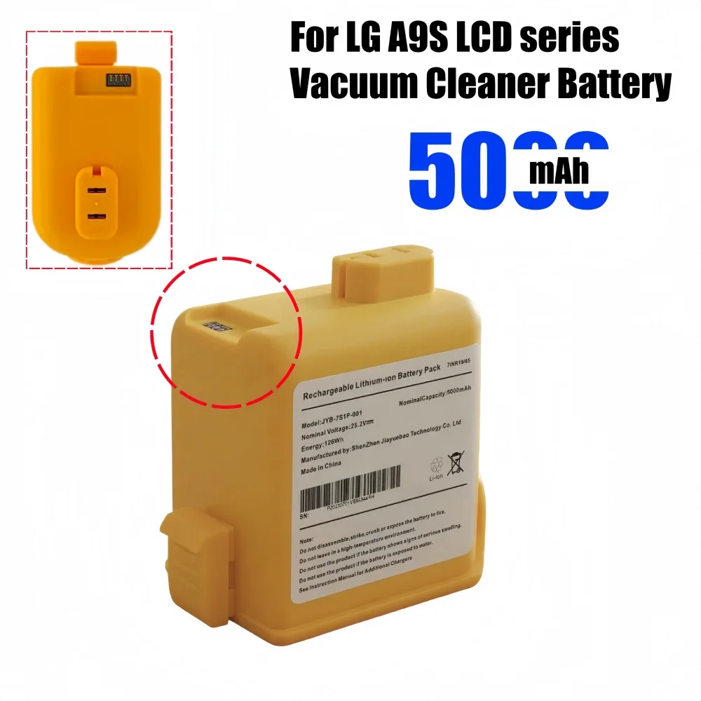 

25.2V 5000mAh Replacement Battery for LG A9X-PRIME.FCBBLTT, ART-PRIME.ECBBLTT, A9X-STEAM.ECBBLTT, A9X-STEAM.DCBBLTT, A9X-AUTO