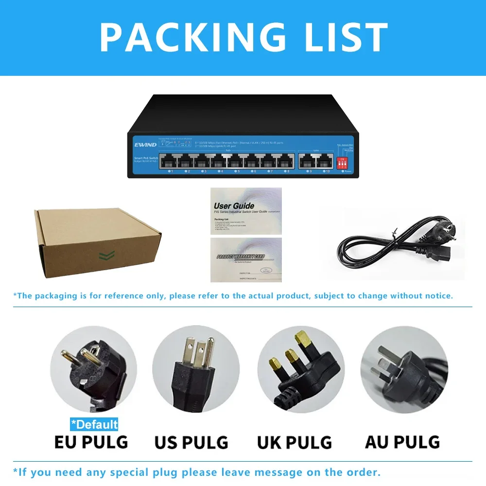 EWIND 2026NEW POE Switch 4/8 Ports 100M Ethernet Switch مع Uplink RJ45 Ports Network لكاميرا IP/نقطة وصول لاسلكية AI Smart Switch