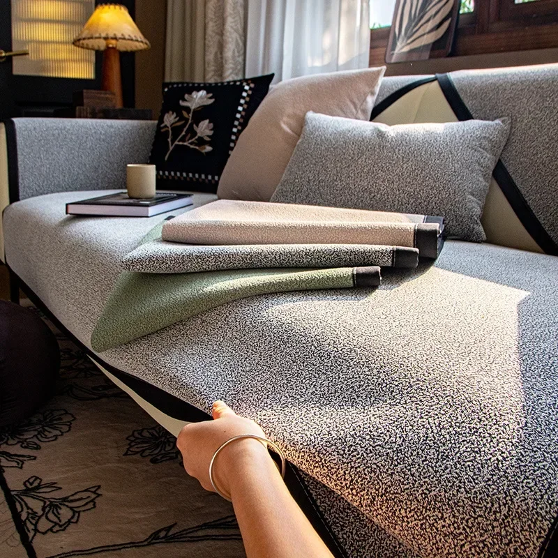 yesUniversal Sofa Cover in Chenille Textures Non-Slip Couch Cover Towel Sofa Protective Mat for Living Room Decoration Sofa Cush