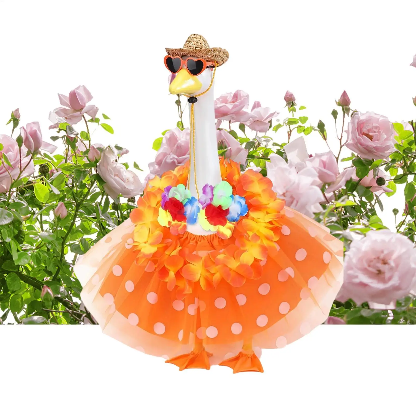 Porch Goose Hawaiian Outfits 23 Inch Patio Statue Cosplay Outfits Porch Goose Cosplay Costumes For Women Men Parties Gatherings