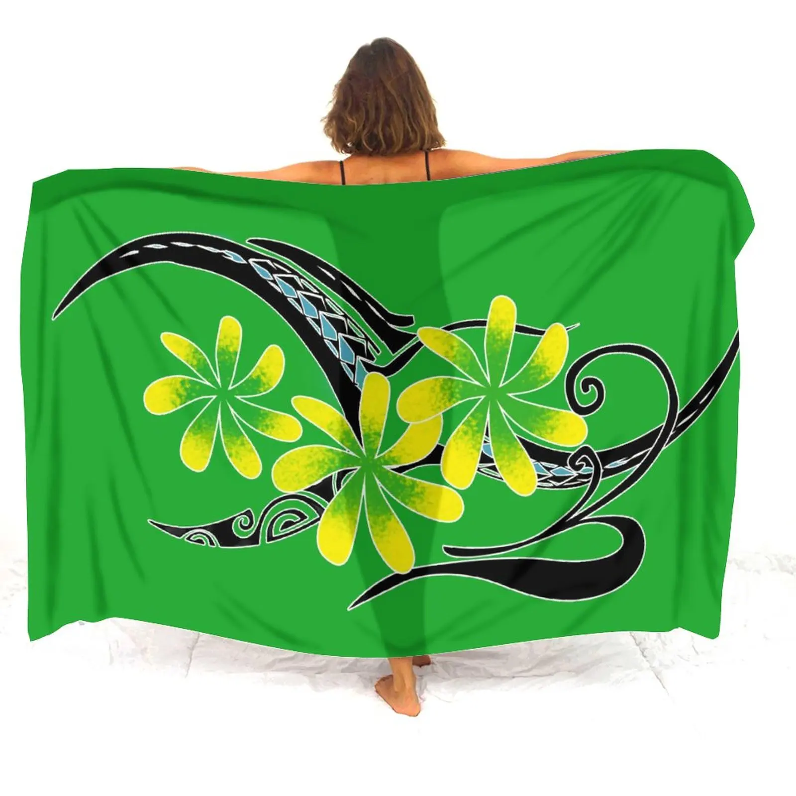 Hawaii Beach Resort Casual Elegant Sarong Shawl Swimsuit Scarf Sarong Seaside Ladies Sarong Polynesian Custom 2024 New