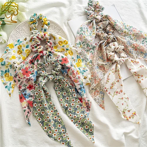 Cinta larga con estampado de pastoralismo para mujer, cinta para el pelo para mujer, diadema elástica, lazos para el pelo de cola de caballo, accesorios para el cabello