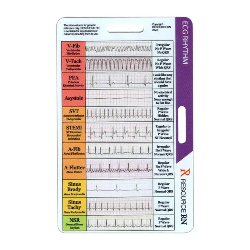 ECG/EKG Rhythm Pocket Card ECG/EKG Rhythm Pocket Badge Card EKG Badge Card for Health Care Professionals Students Studying