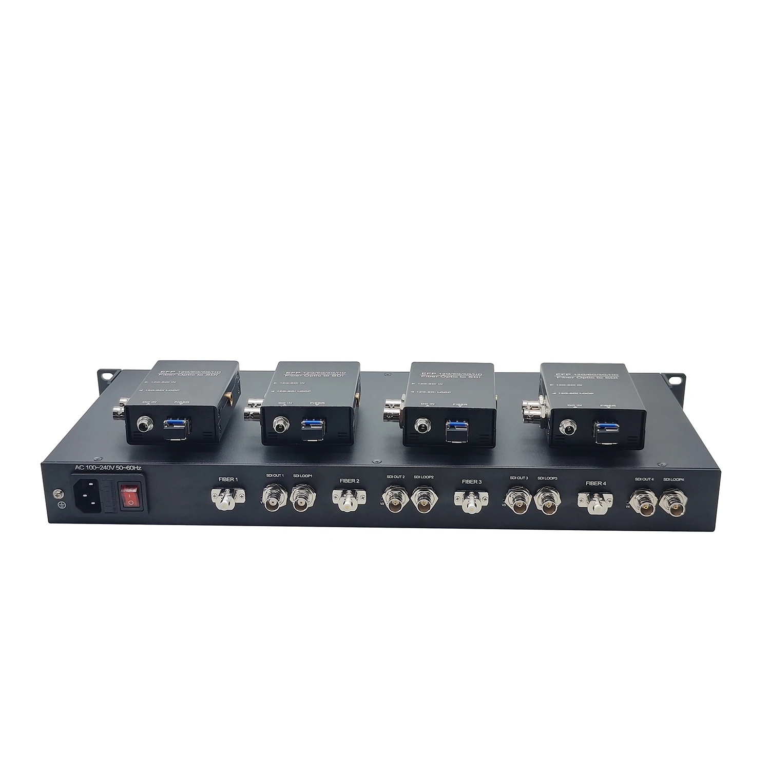 HO-LINK 12G SDI Video Fiber Optic Transceivers Converter Extender 1U Form Factor Compatible 12G/6G/3G/HD/SD-SDI for Live Events