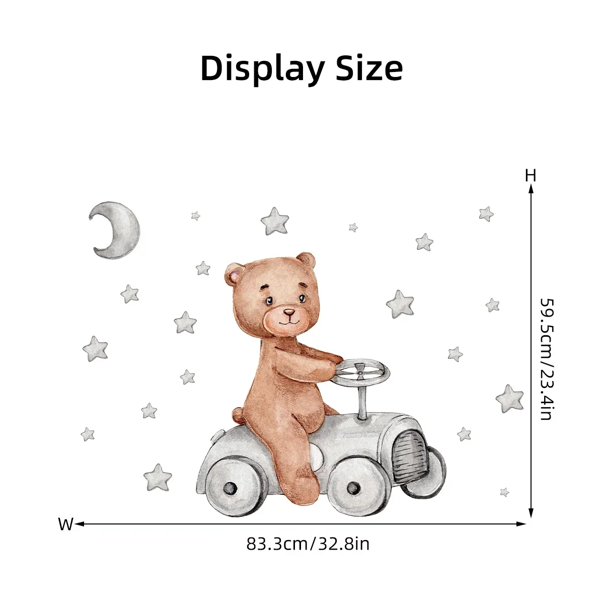 1Pc Star Bear Drive Wall Stickers Kids Room Home Decoration for Bedroom Wall Decals Children\'s Room Decor for House Living Room