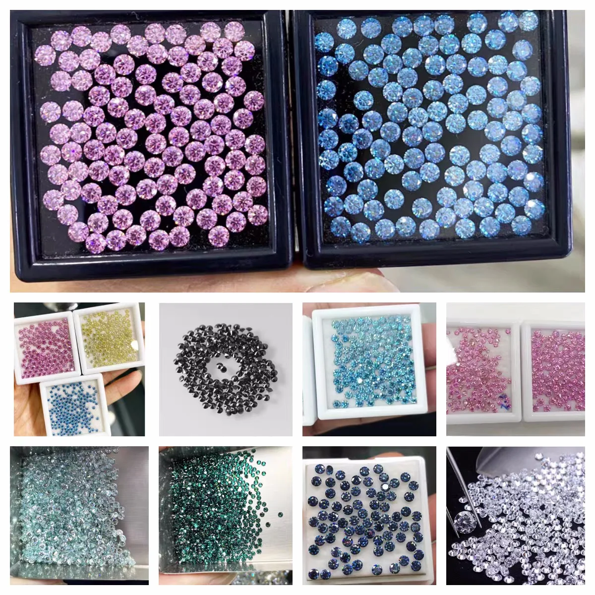 

Loose Moissanite GemStone 0.8-3mm 5pcs Small Size Sea Blue Green Pink Purple D color Lab Grown Moissanite Diamonds for Jewelry