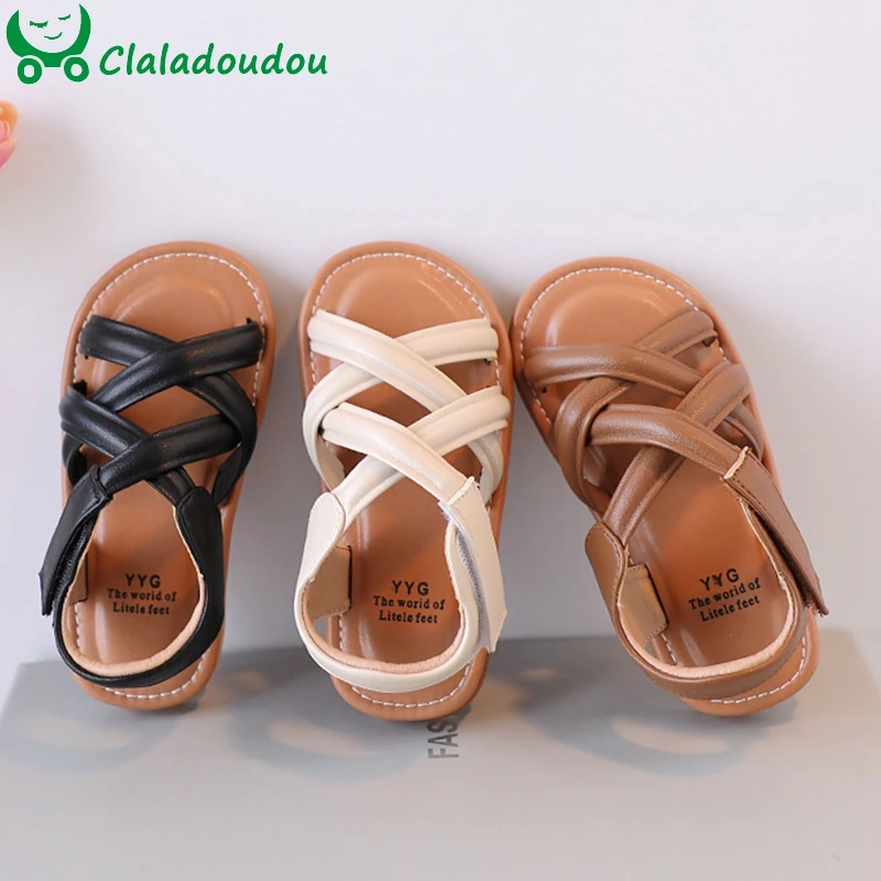 Brand Kids Beach Sandals Summer Boys Girls Fashion Slippers Children Weave Flats Soft Sole Solid Toddlers Baby Outdoor Shoes