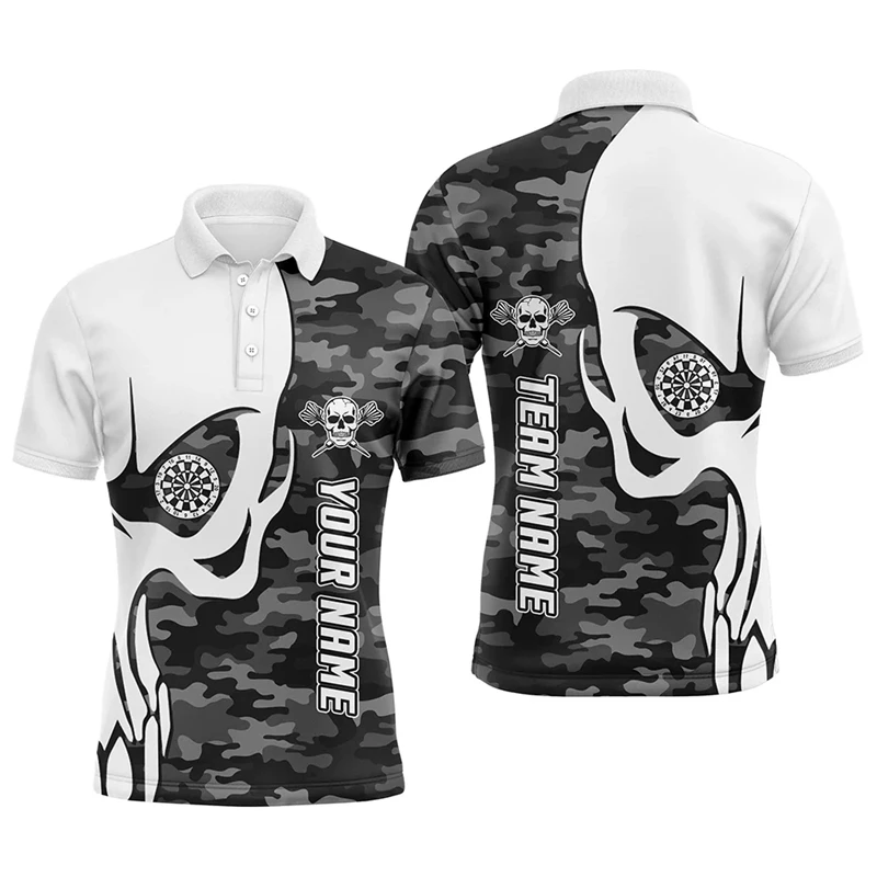 Mode Darts Grafik Poloshirt Benutzerdefinierte Name Team Name Personalisierung 3D Gedruckt T Shirt Lose Atmungsaktive Herren Sport T-shirts Tops