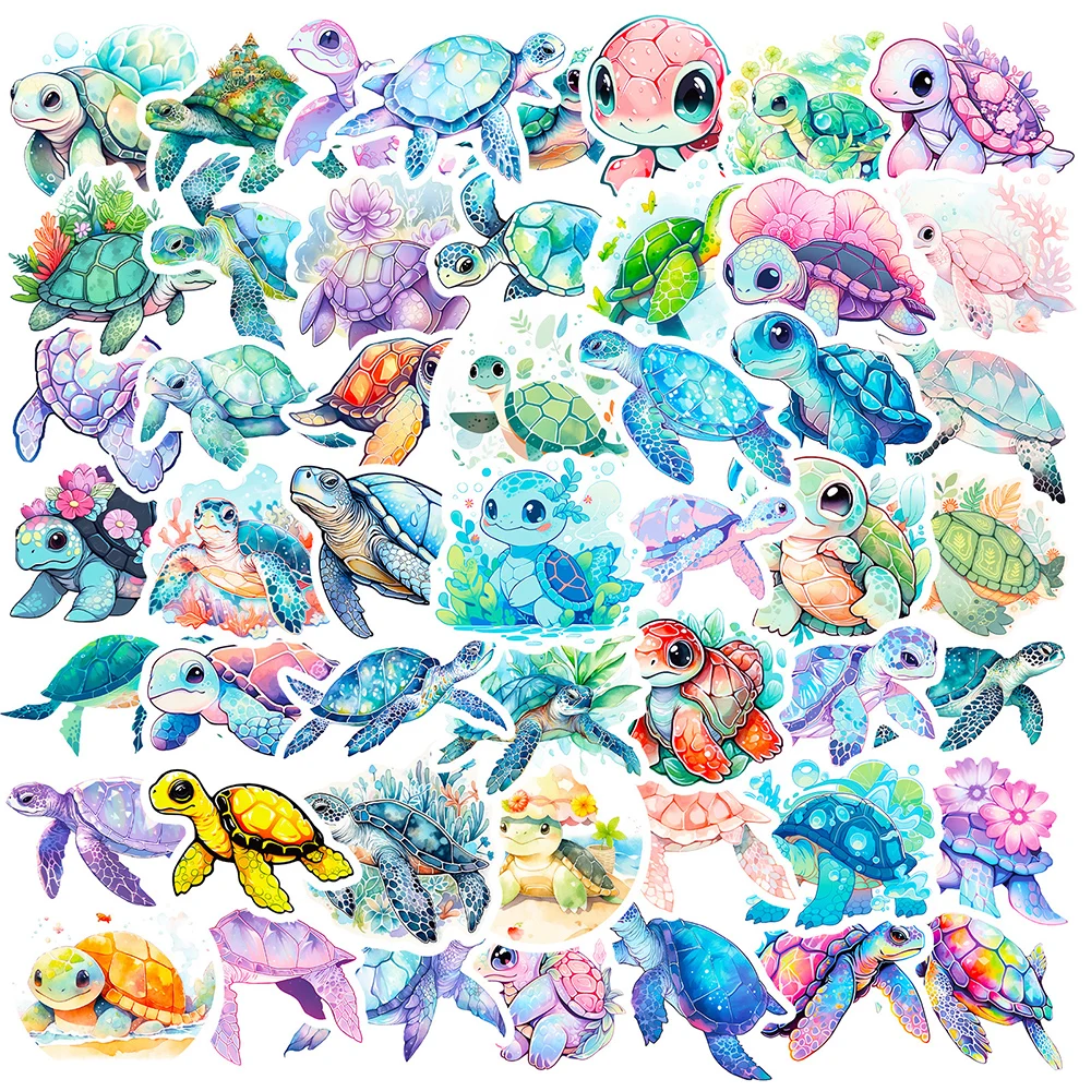 

10/30/50pcs Colorful Cute Sea Animal Turtle Stickers for Kids Cartoon Decals Toys DIY Stationery Laptop Diary Kawaii Sticker