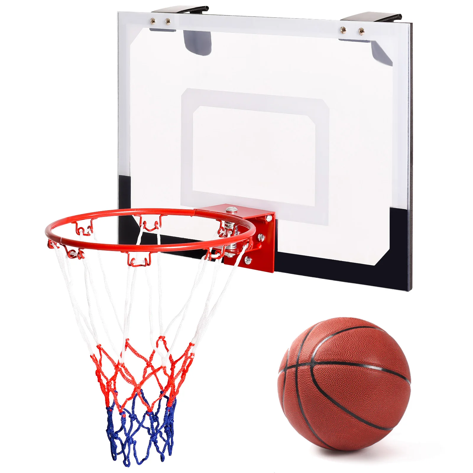 DORTALA 45x30cm Over-the-Door Mini Basketball Hoop Set, Door & Wall Mounted Basketball Hoop