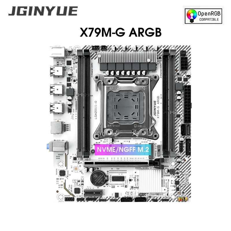 اللوحة الأم JGINYUE X79 LGA 2011 M-ATX تدعم Xeon E5 2667V2 2690V2 2695V2 2696V2 CPU DDR3 الذاكرة placa mae x79 ARGB TMP