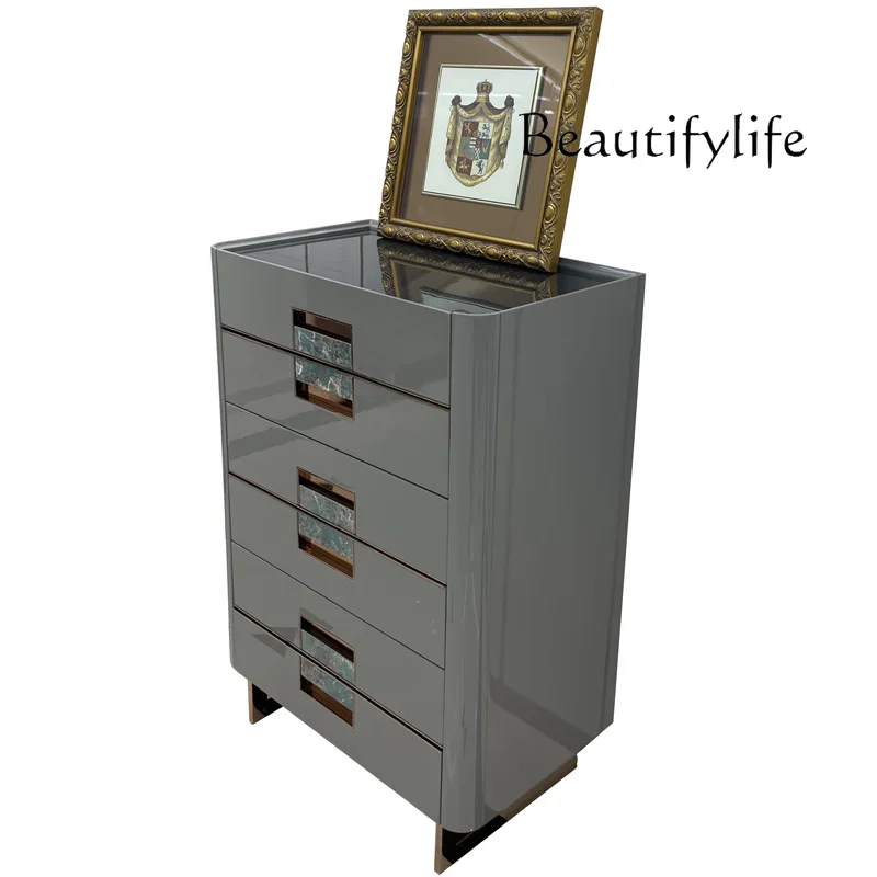 

Italian-Style Light Luxury Solid Wood Chest of Drawers Large and Small Apartment Type Storage Cabinet Post-Modern Furniture