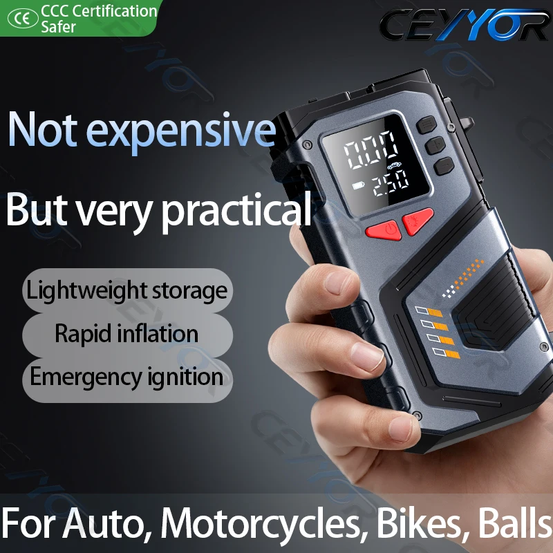 CEYYOR Air Pump For Auto/Motorcycle/Bike Tires With Digital Pressure Gauge 150PSI Portable Air Pump Electric Powerful 타이어공기주입기