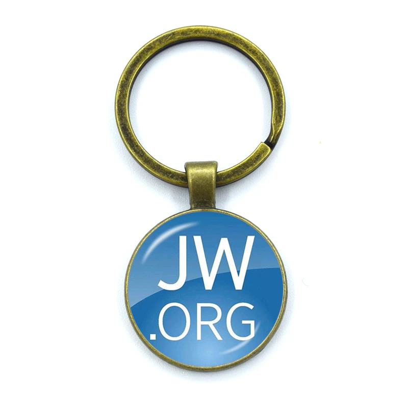 1PCS New JW.ORG Fashion Jewelry Alloy Keychain Glass Convex Charm Pendant Father and Son Jewelry Gift