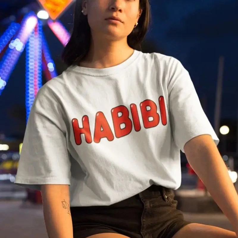 Habibi Tops Arabic Streetwear Arabian Unisex Muslim Habibi Rave Shirt Men Women Fashion Crewneck Cotton Tee Tops Summer Tshirt