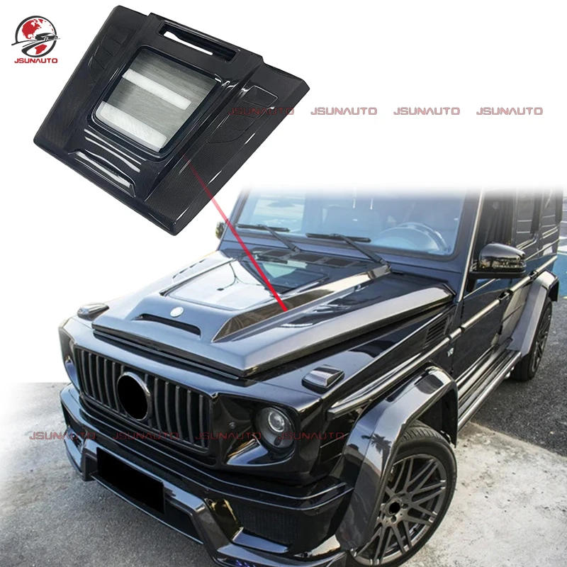 

Visible Car Engine For Mercedes G63 Facelift JS Style Carbon Fiber Hood Bonnet With Glass For W463 G500 G55 Engine Cover