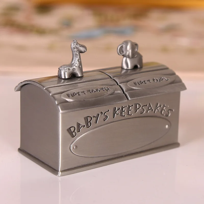 Shiny Baby Tooth Box Metal Kids Keepsake Tooth Holder Children Tooth and Curl Fairy Container Christening Gift for Child Memory