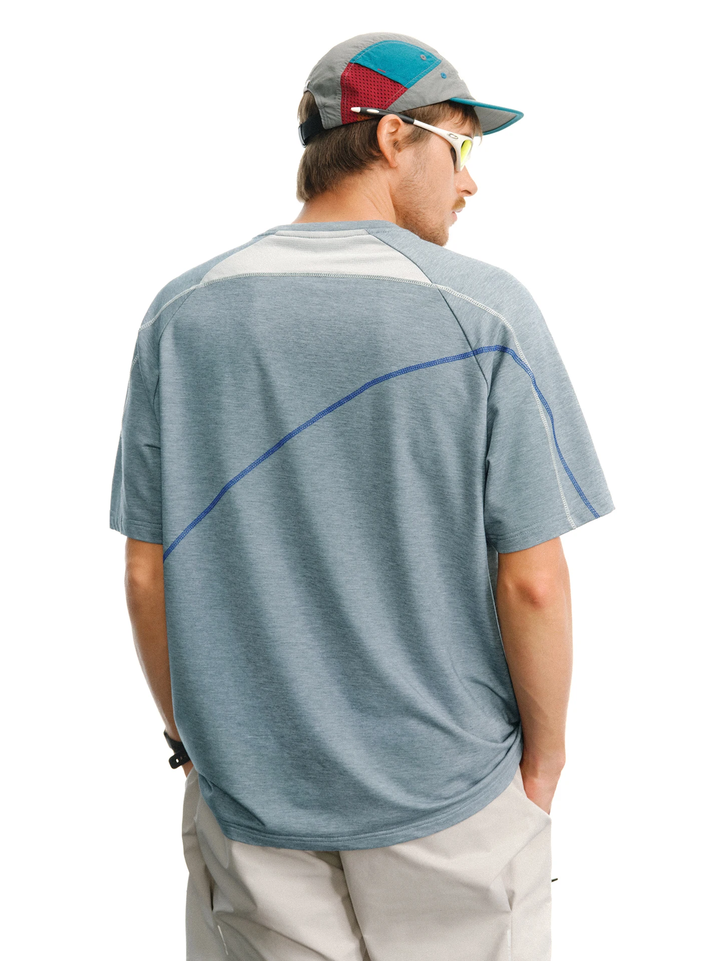 Quick Dry Breathable Floral Texture Men's T-Shirt Raseel 714street Color Block Fringe Line Short Sleeve Summer T-Shirt