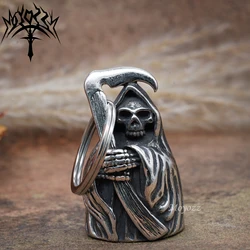 Skull Skeleton Grim Reaper Motorcycle Biker Bell Accessory or Key Chain 316L Stainless Steel Bell For Mens & FREE Bell Hanger