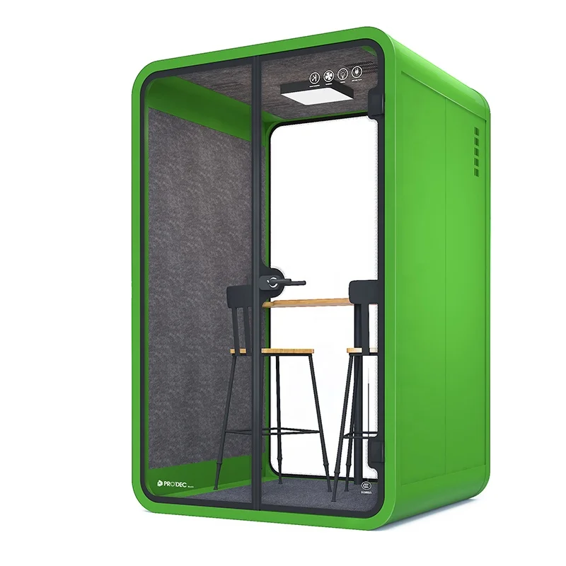 Office Phone Booth Soundproof Pod for Confidential Call Video Conference Movable Acoustic Panel with LED Lighting Ventilation