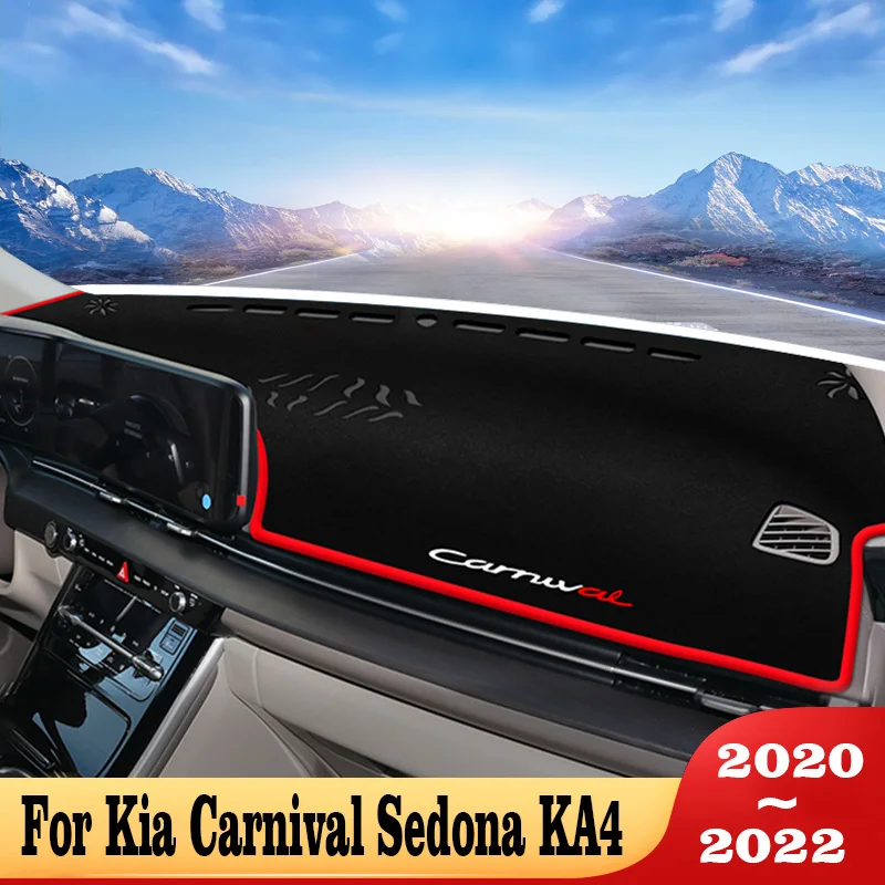 Car Dashboard Sun Shade Pad Instrument Platform Desk Non-slip Carpets Cover Mats For Kia Carnival Sedona KA4 2020 2021 2022 