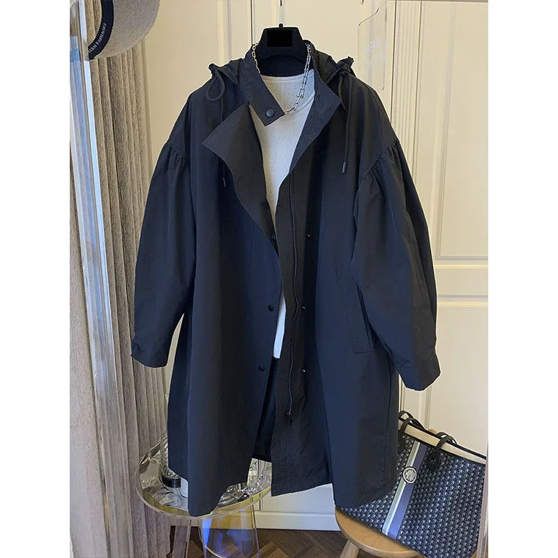 

Loose Vintage Mid-length Trench Coat Commuter Fashion Solid Color Fall Style Clothes Party Women's Coat