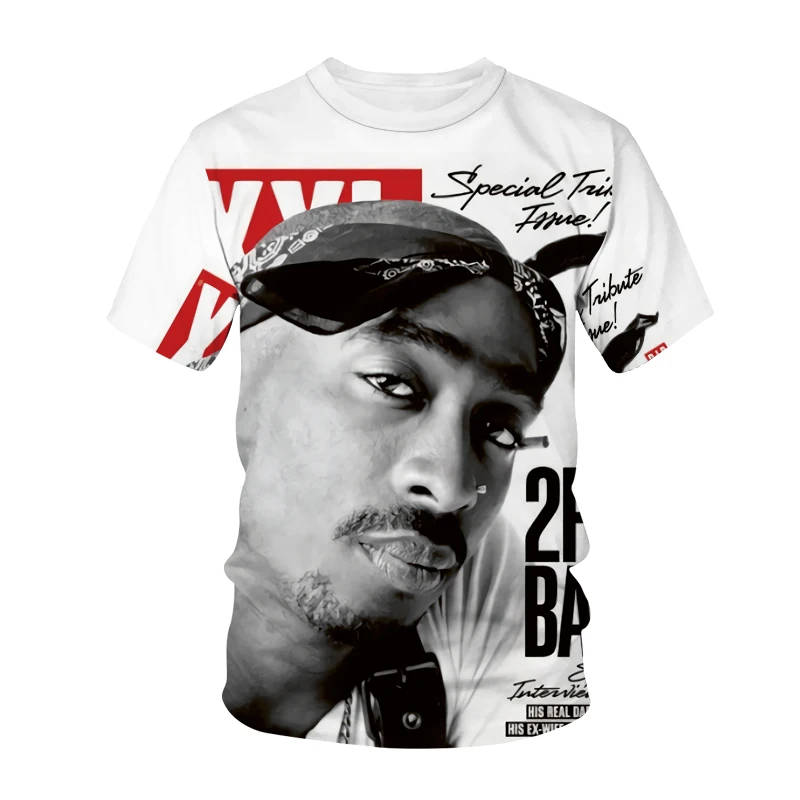 Rapper Tupac 2pac 3D Print Summer Fashion Men\'s T-shirt  Clothing Casual Short Sleeve T-shirt for Cool Men Tops Tees Clothes