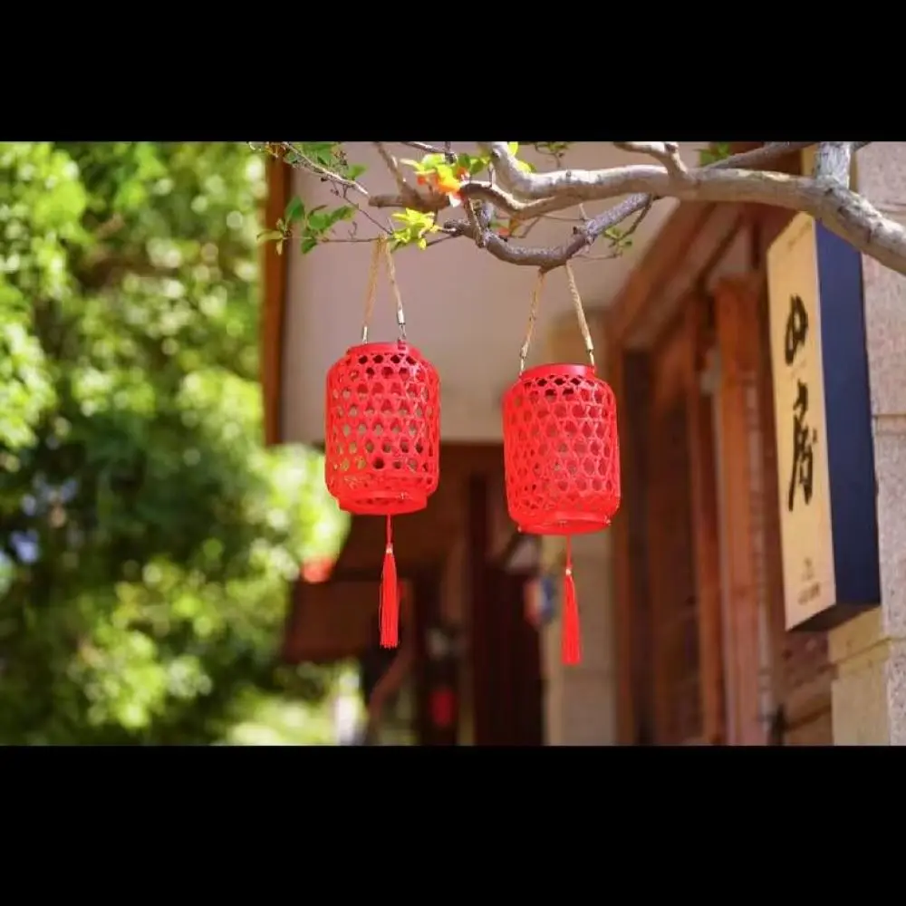 Chinese Style Solar Lantern Outdoor Garden Light Rattan Woven Hanging Lamp Retro Waterproof Backyard Decor Lighting