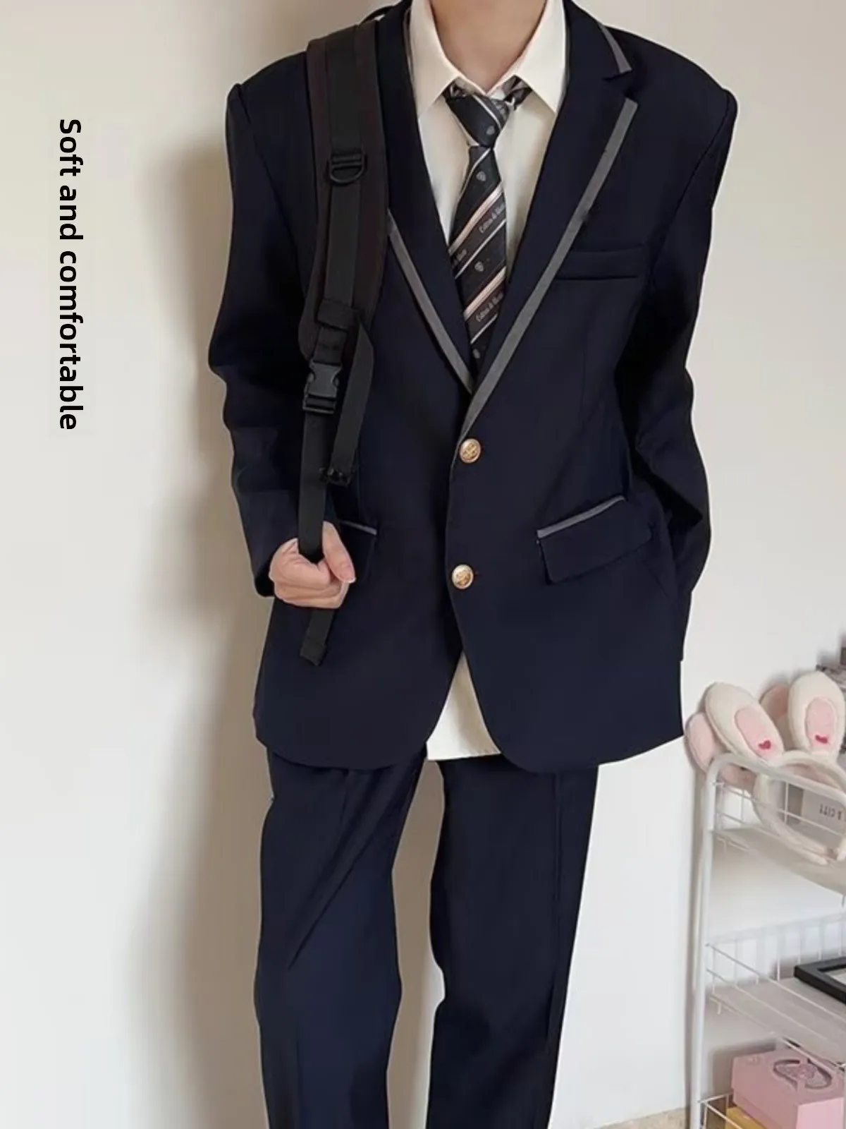 Large Size Korean Style Student Suit British College Style Jacket Men's Top Passport Photo Clothing Class Uniform