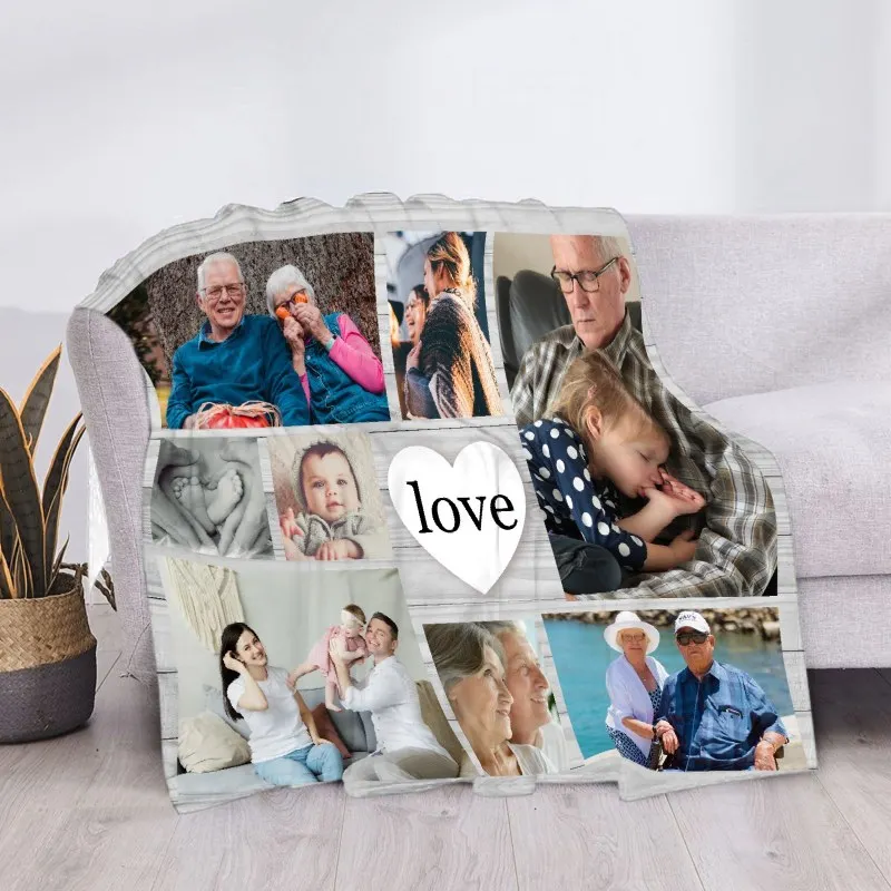 Benutzerdefinierte Decke mit Worten, Bild-Collage, individuelle Decken, Geburtstags-Souvenir, Weihnachtsgeschenke, personalisierte Überwurfdecke – Detail 28