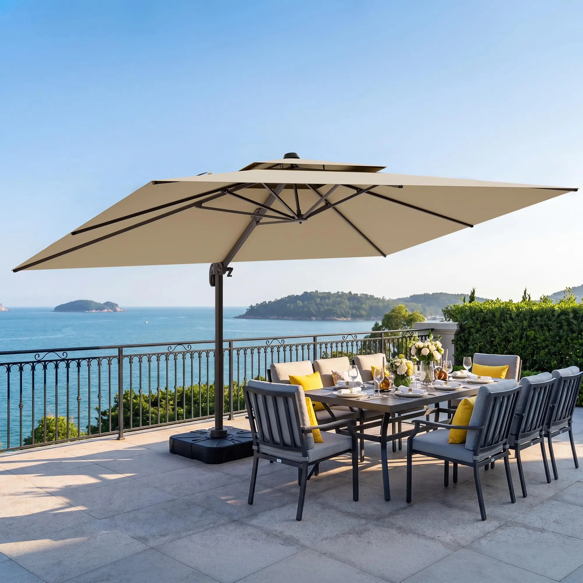 10x13 FT Cantilever Patio Outdoor Umbrella with Base Included