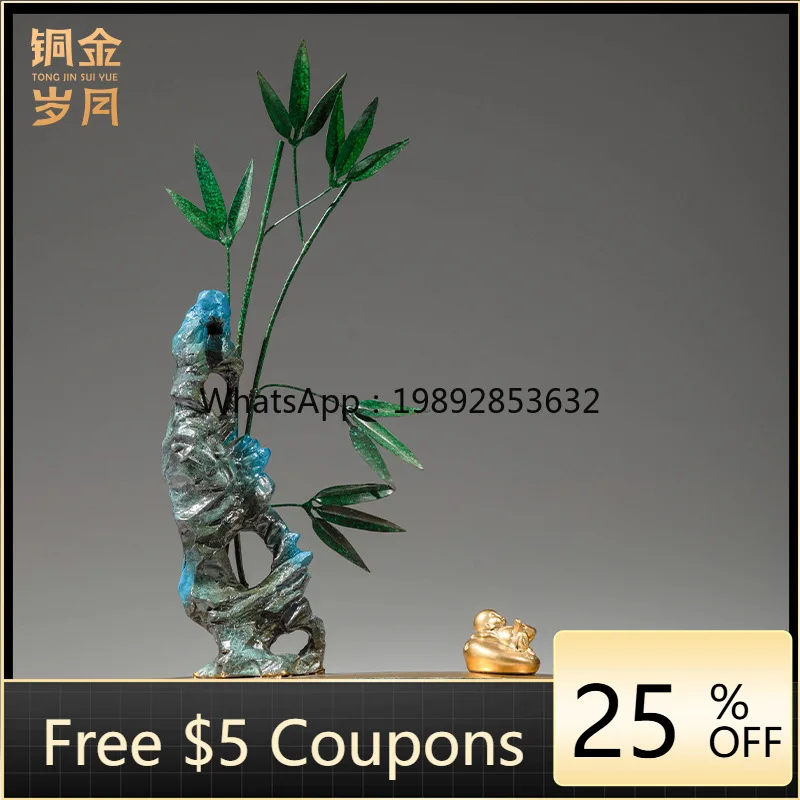 LYY Prosperous Bamboo Brass Ornament Creative Bamboo Copper Craft Ornament Living Room Entrance Office Decoration