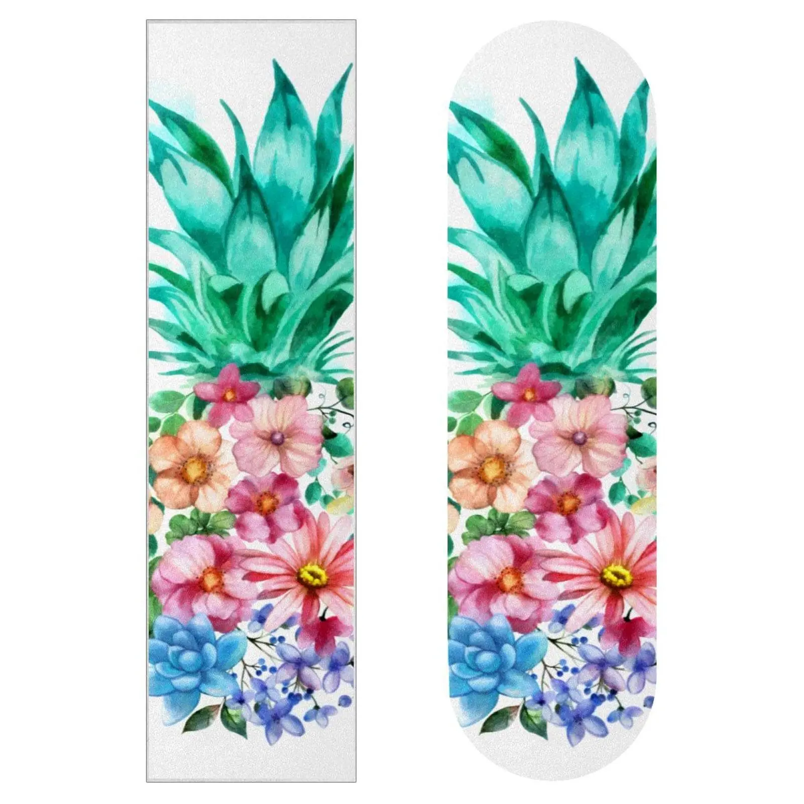 Tropical Florals Pineapple Skateboard Grip Tape Sheet,Longboard Griptape Sandpaper for Rollerboard,Waterproof Scooter Grip Tape