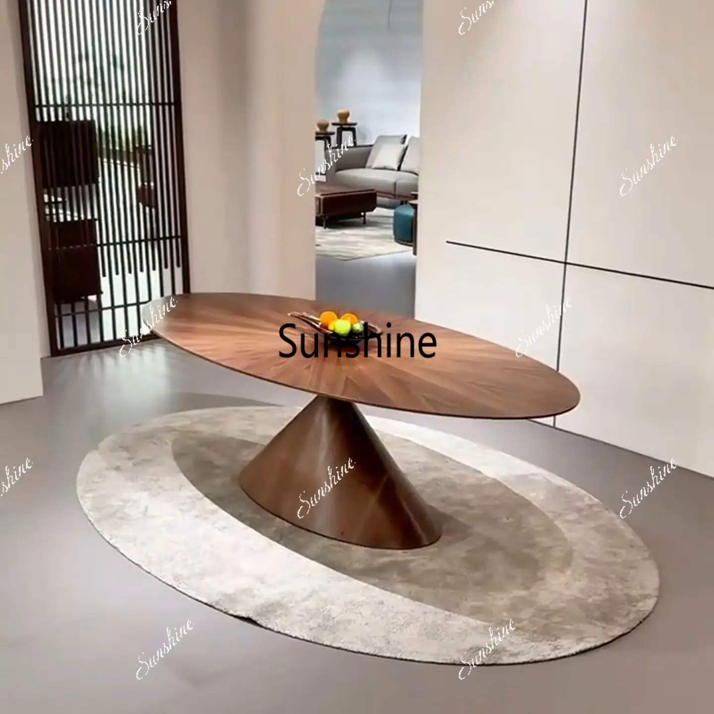 

Italian minimalist dining table creative oval solid wood dining table, simple dining table