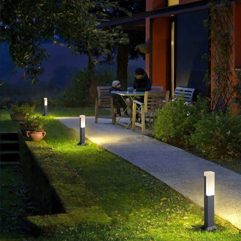 Modern minimalist square garden villa park landscape lights, LED IP65 cylindric lawn lights, outdoor waterproof courtyard lights