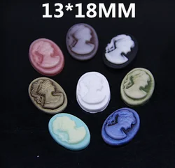 100 Stück 13 mm x 18 mm ovaler Flatback-Harz-Schönheitskopf, Cabochon/Cameo-Charm/Suche, passendes Basisfassungstablett, Dekorationsset, DIY-Zubehör