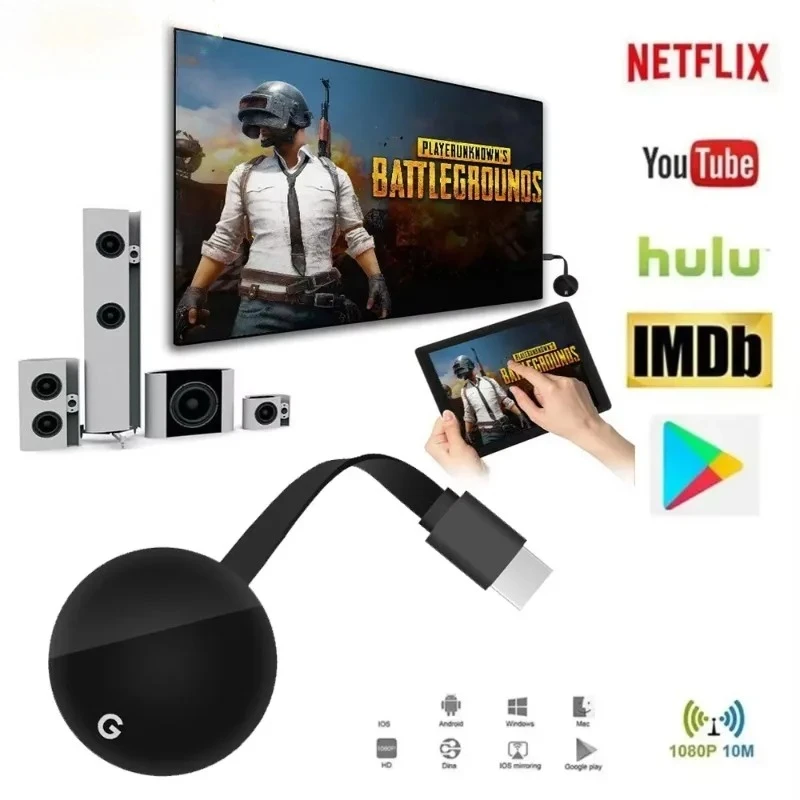 Chromecast Google Wireless WiFi mirascreen HDMI-متوافق مع HD Display Dongle Media Streaming Video TV المنزل الذكي لنظام ios/Android
