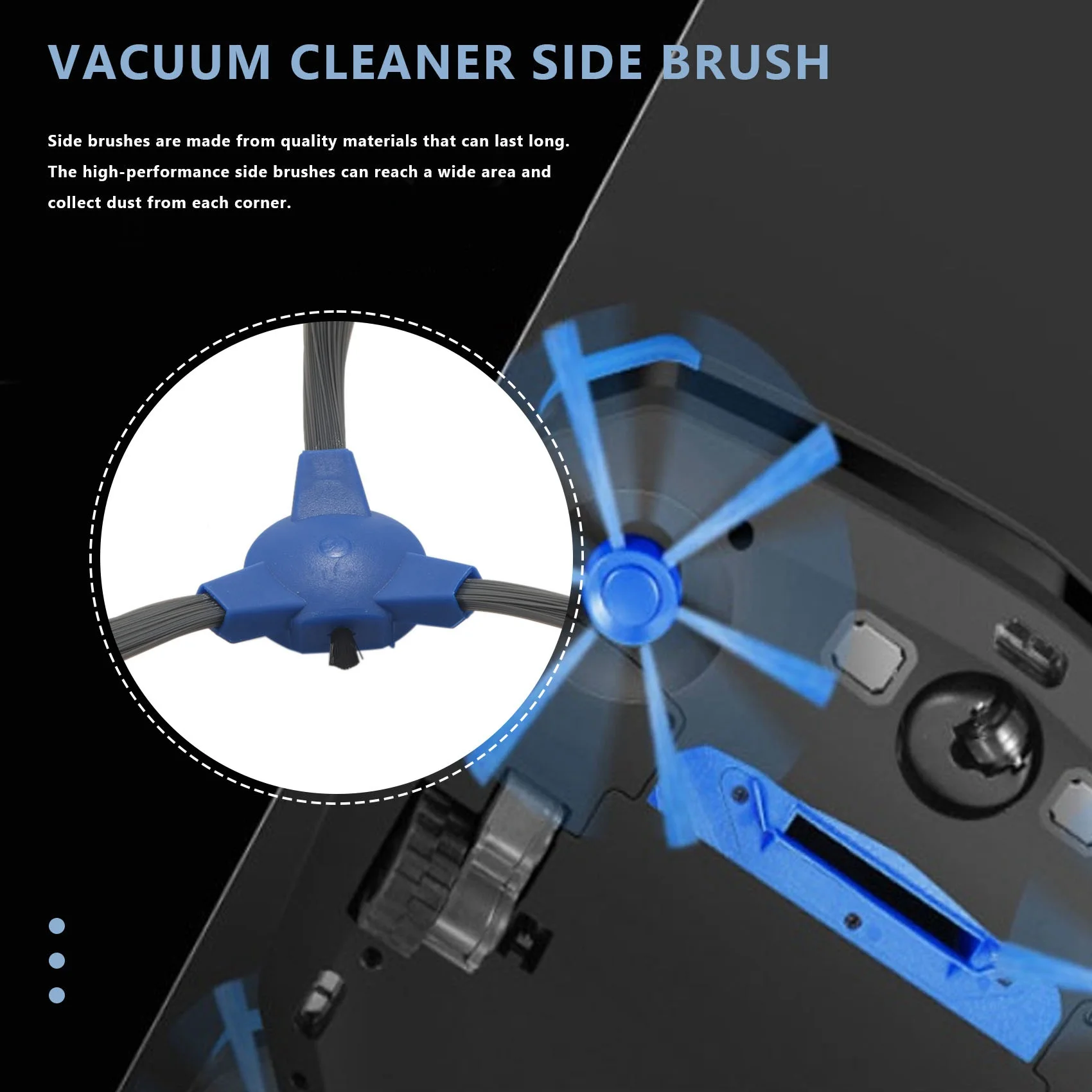 

ABKU-8Pcs Replacement Side Brushes For Coredy R300 R550(R500+) R650 R700 R3500, GOOVI 1600PA, Bagotte BG600, Imartine 1600PA
