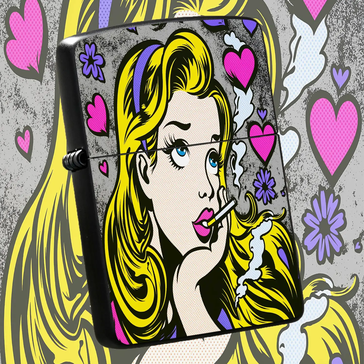 Pop Art Blonde Girl Pattern Lighter, Stylish Retro Comic Style Decorative Lighter, Portable Trendy Accessory For Daily Use, Parties, Gatherings, Perfect Unique Gift Choice For Friends And Art Lovers, Exquisite Eye-Catch A Humorous And Inter