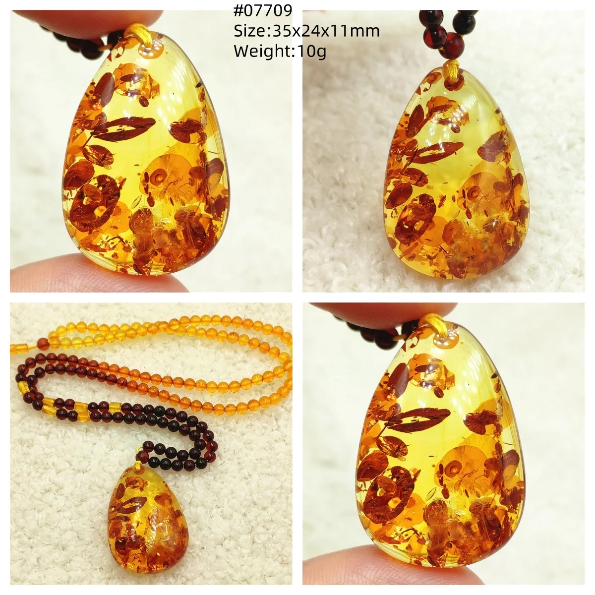 Natural Yellow Piebald Amber Pendant Beads Necklace Water Drop Amber Women Men Rare Healing Gemstone Jewelry AAAAAA