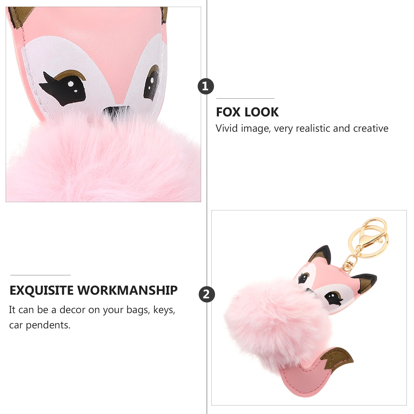 

1Pcs Cute Fox Key Chain Soft Alloy Bag Keychain Pendant Decorative Key Holder Charm Ornament for Girls Car Bag Accessory