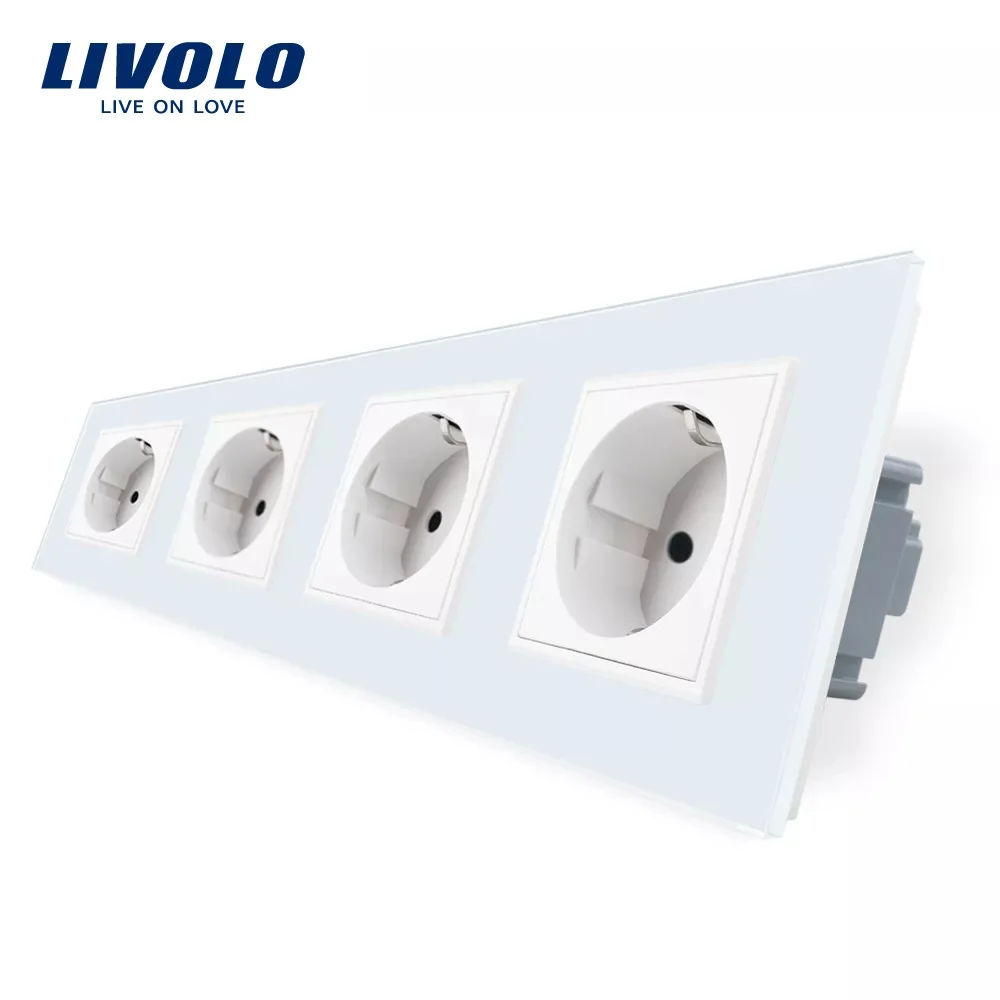 livolo tomada com painel de vidro 16a tomada padrao da ue cristal sem plugue novo vl c7c4eu11 01