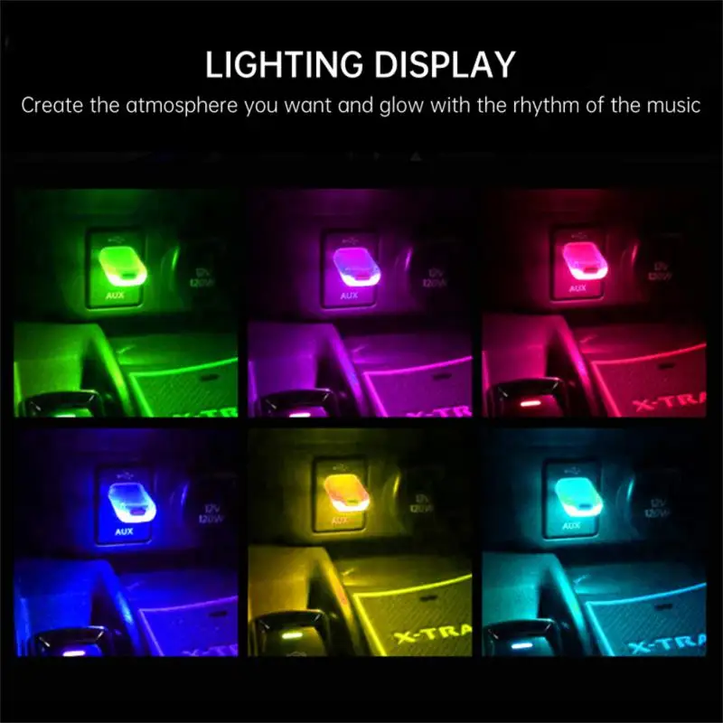 1/2/3PCS Mini USB LED Car Light Auto Interior Atmosphere Light Lighting PC Mobile Power Charging Colorful Decorative Lamp Car