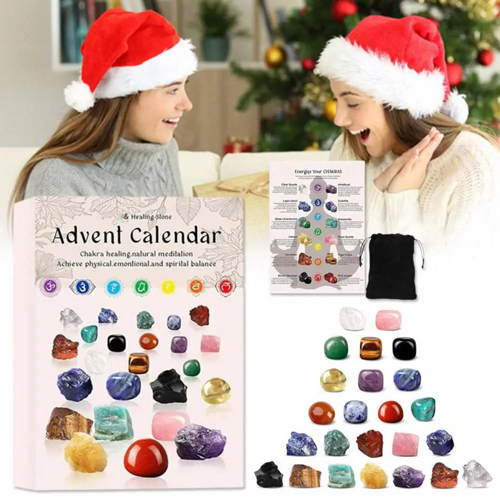 Christmas Stone Blind Box Kids Explore The Mystery Crystal Stone Natural Gem Decorative Box Art Collection 24-days Pie N4k6