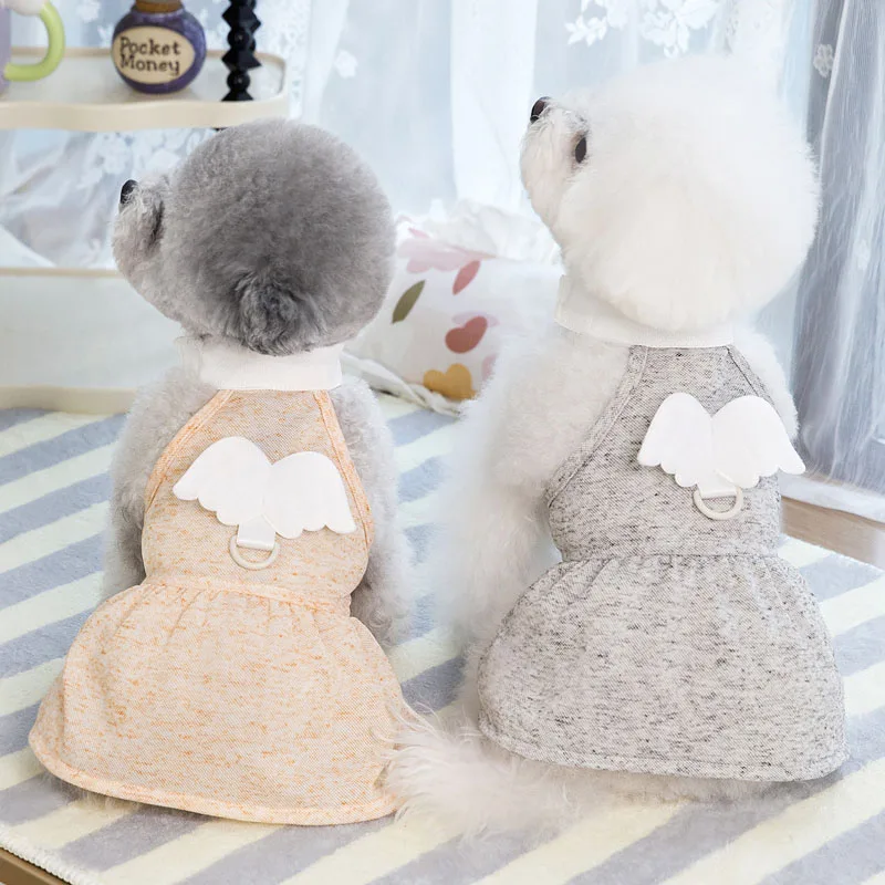 

Dog Clothes Angle Wings Decor Clothing Dog Girls Dresses Puppy Summer Clothes Sling Skirt Costume For Small Dogs Pomeranian XXL