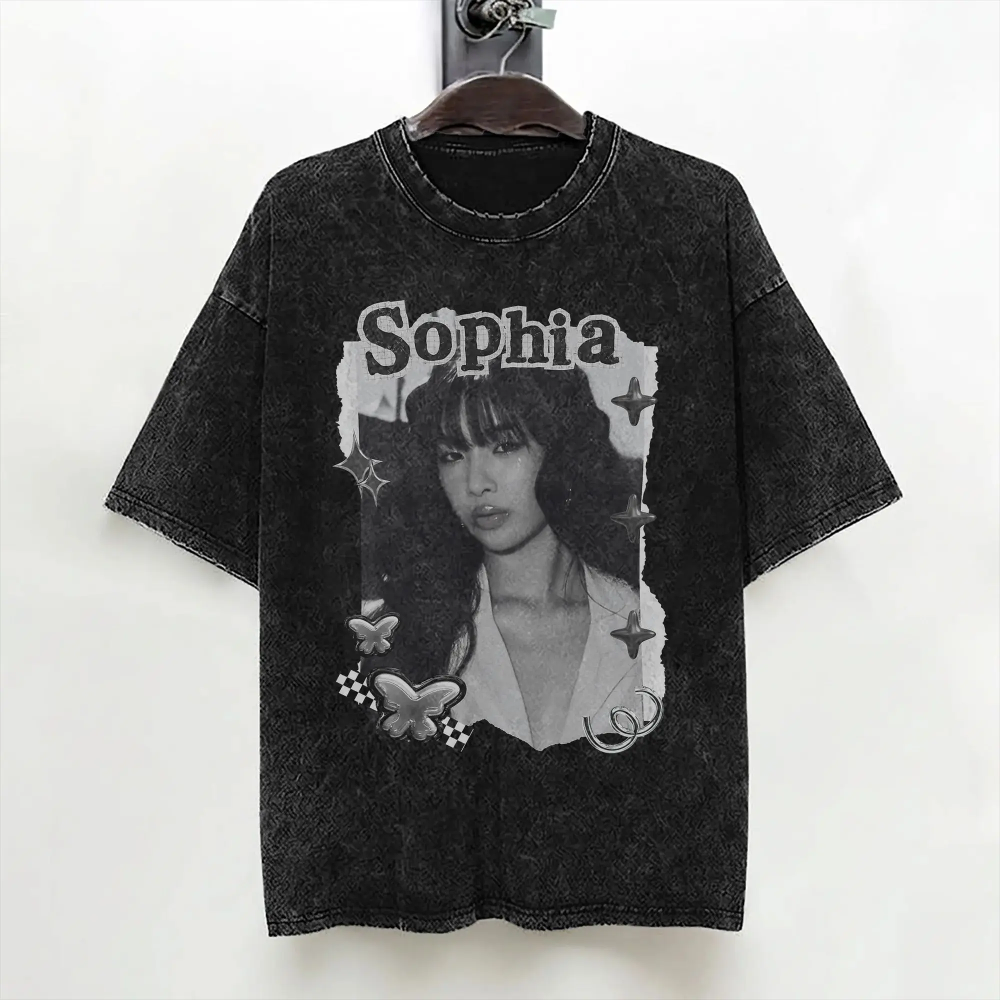 Sophia Katseyes Kpop Girl Group T Shirt Washed Short Sleeve Harajuku T-Shirt  Cool for Men Women Streetwear Summer Tops Tees