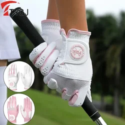 TTYGJ 1 Pair Ladies Breathable Mesh Golf Gloves Women Microfiber Wear-resistant Sport Mittens Women Left Right Hand Sport Gloves